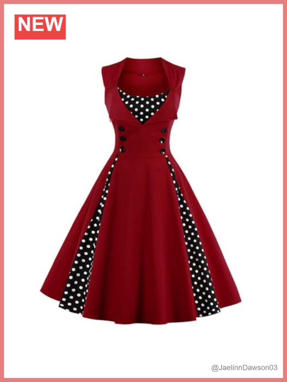 Womens Polka Dot Retro Swing Dress Sleeveless Cocktail Party Fit Flare